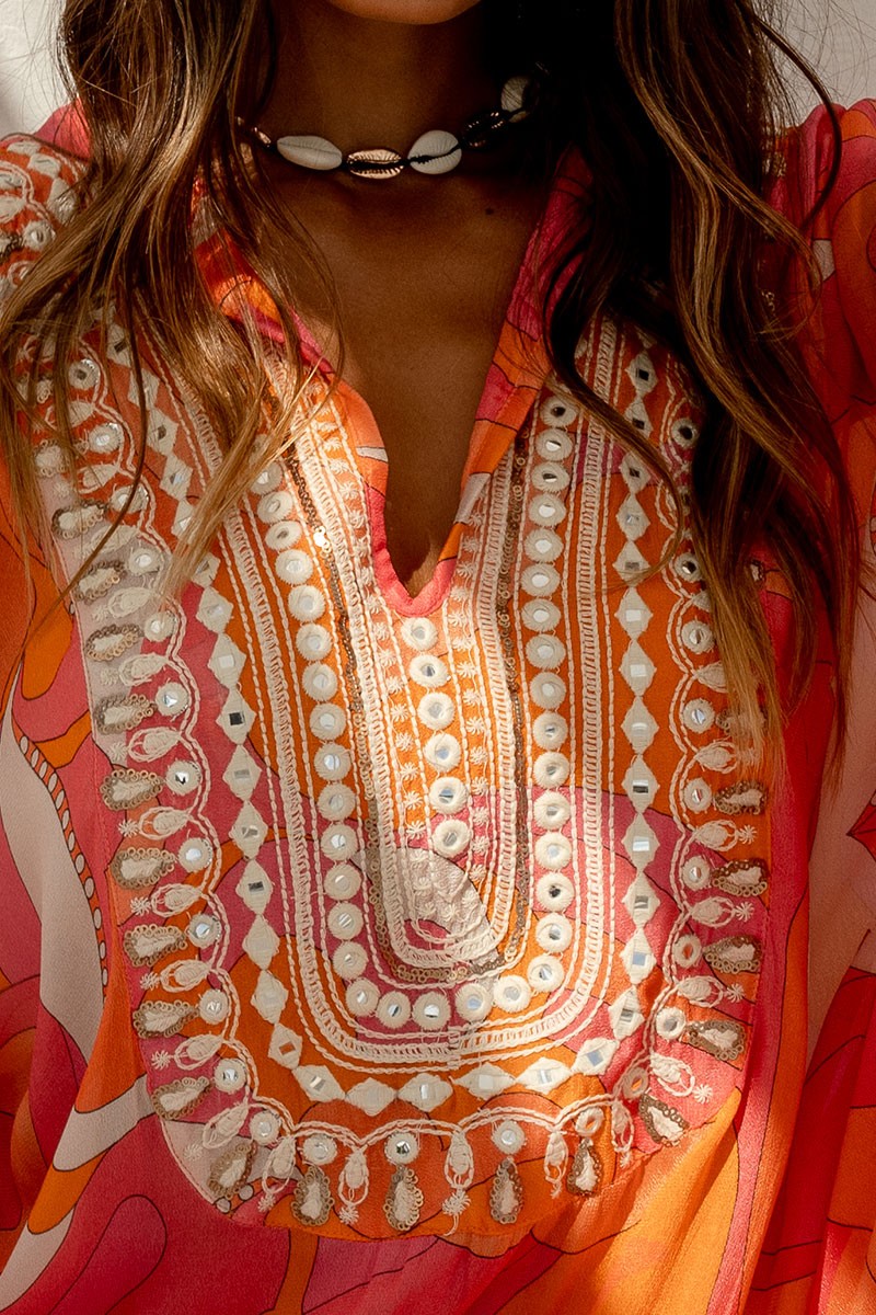 Miss June Kaftan Rachel pink orange – Bild 3