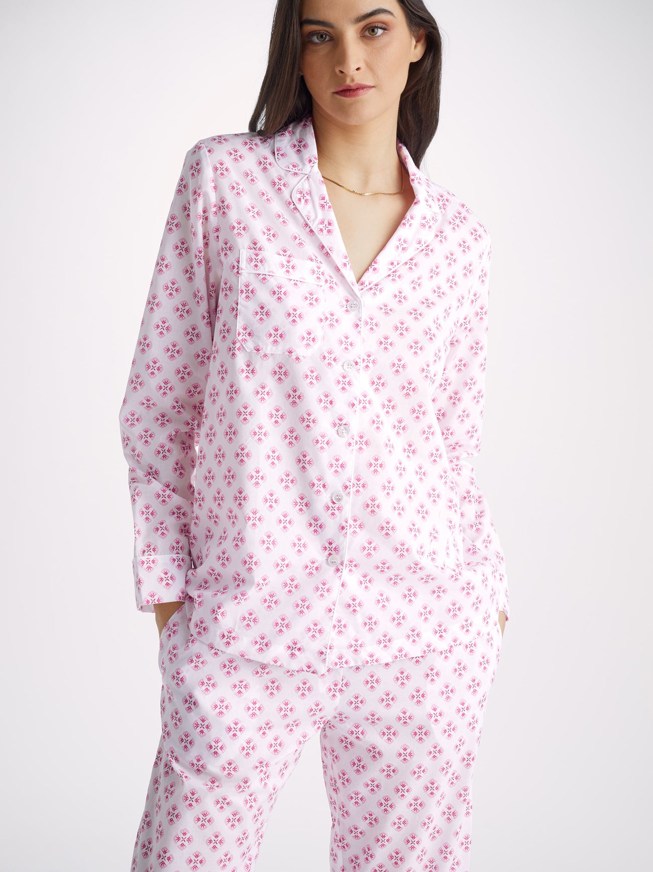 Derek Rose Pyjama Ledbury 62 Cotton Batiste white – Bild 3