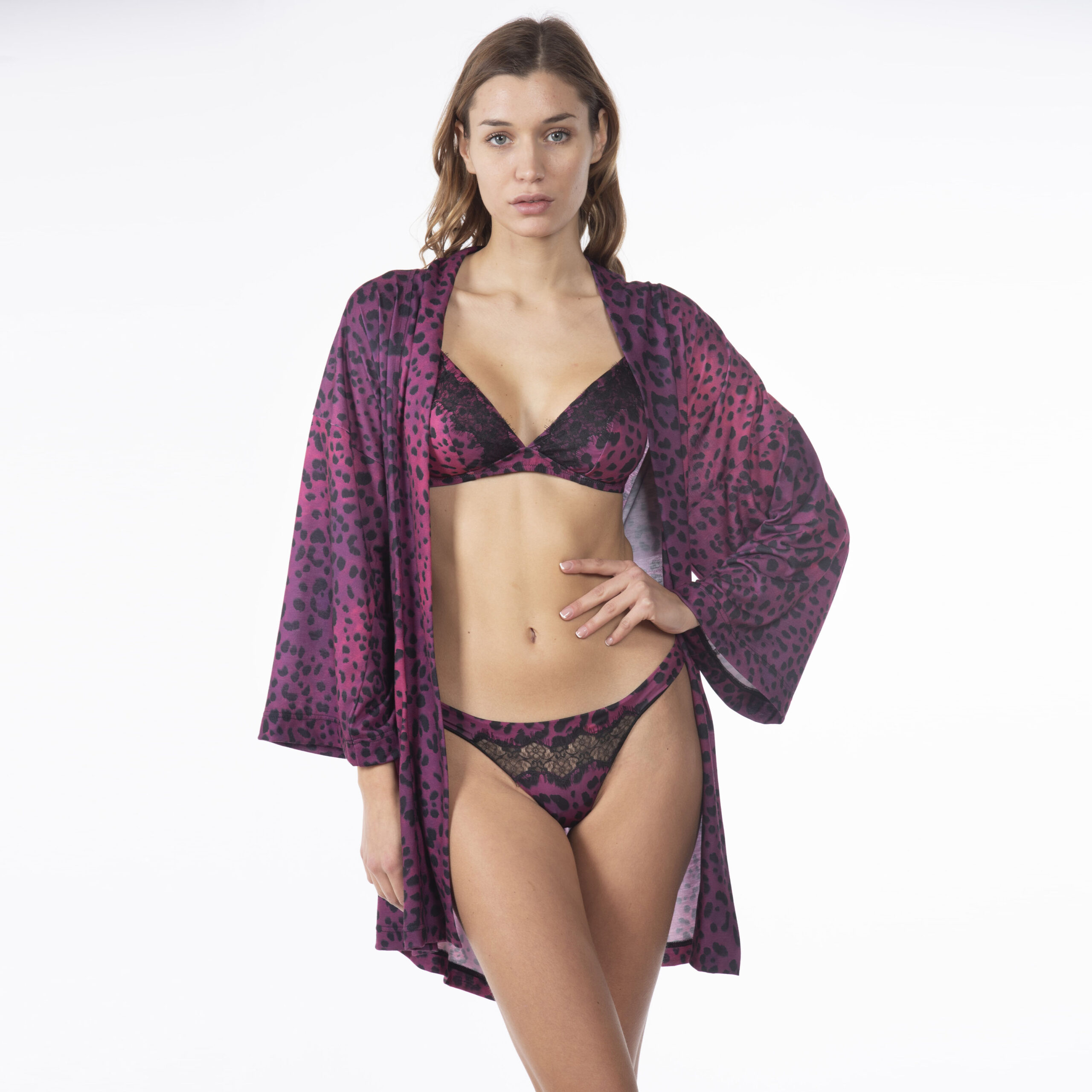 Valery Kimono Mirasol animalier fuchsia – Bild 3