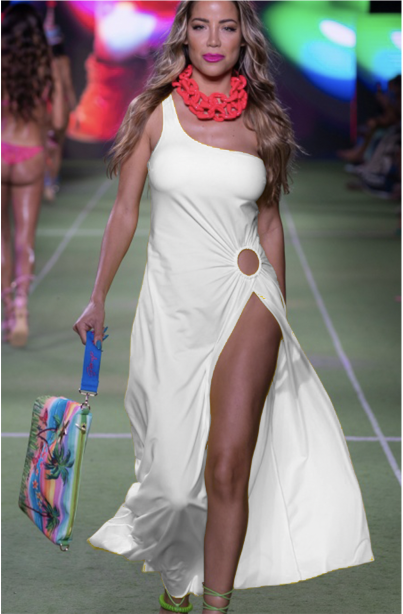 Pin-up Stars Kleid One shoulder weiß – Bild 2