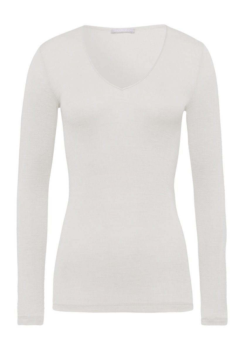 Hanro langarm Shirt Woolen Silk cygne – Bild 4