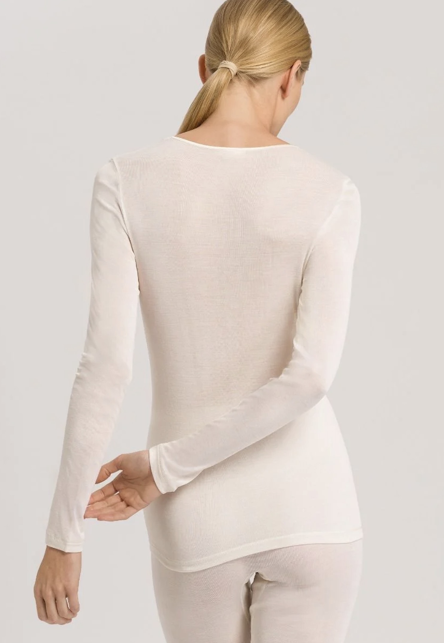 Hanro langarm Shirt Pure Silk pale cream – Bild 2