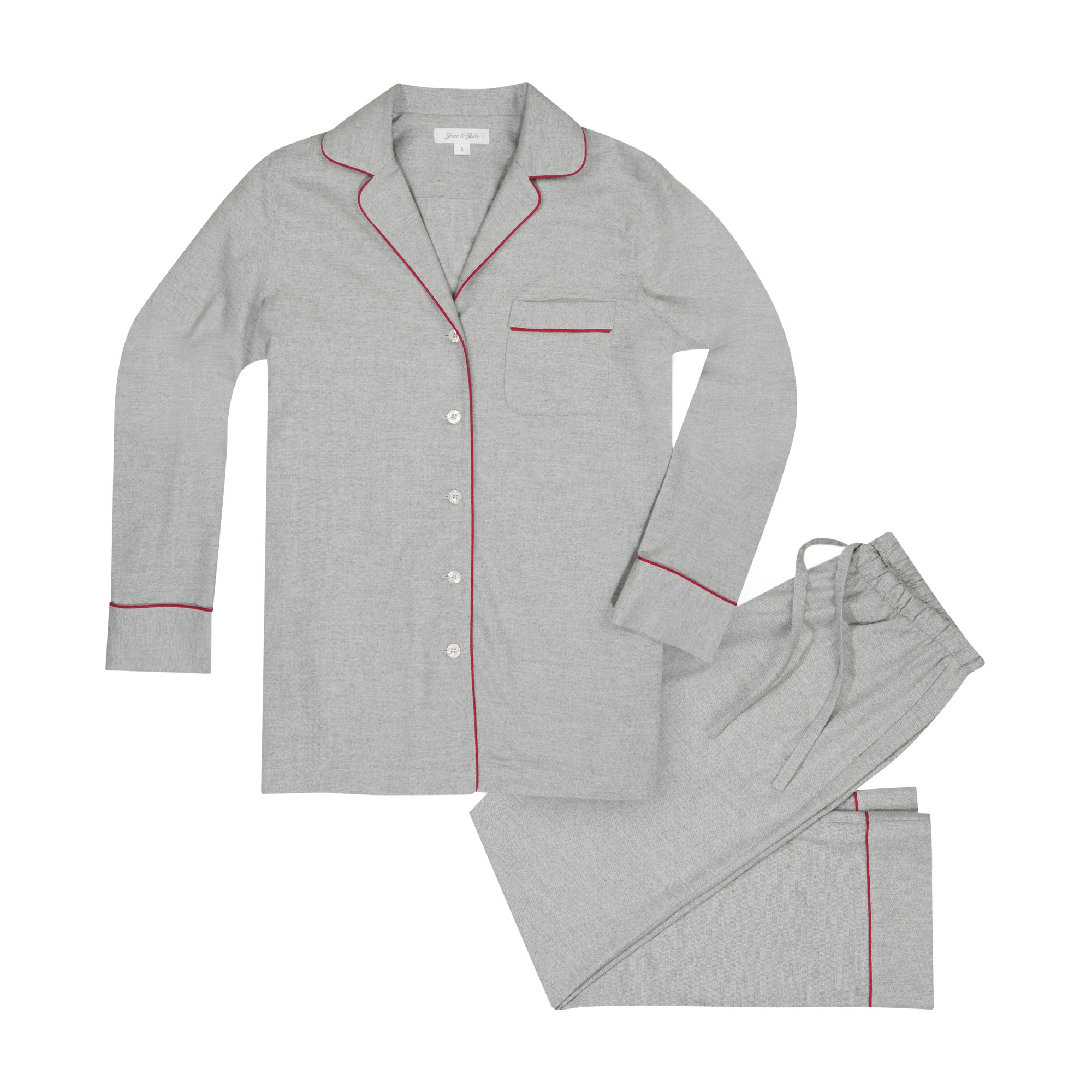 June and Julie Pyjama Lille grau/rot