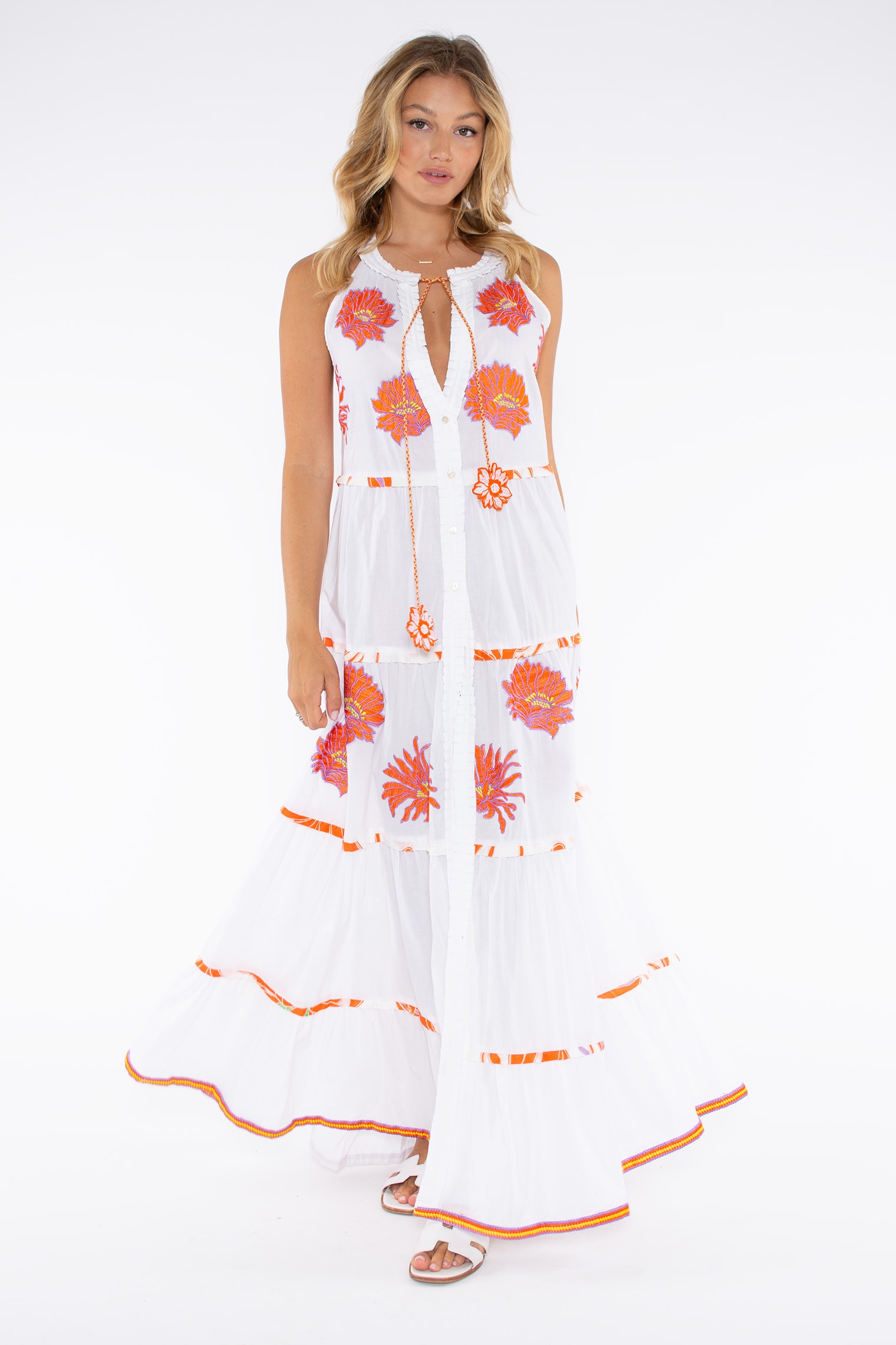 Taj Maxidress Thira white/orange