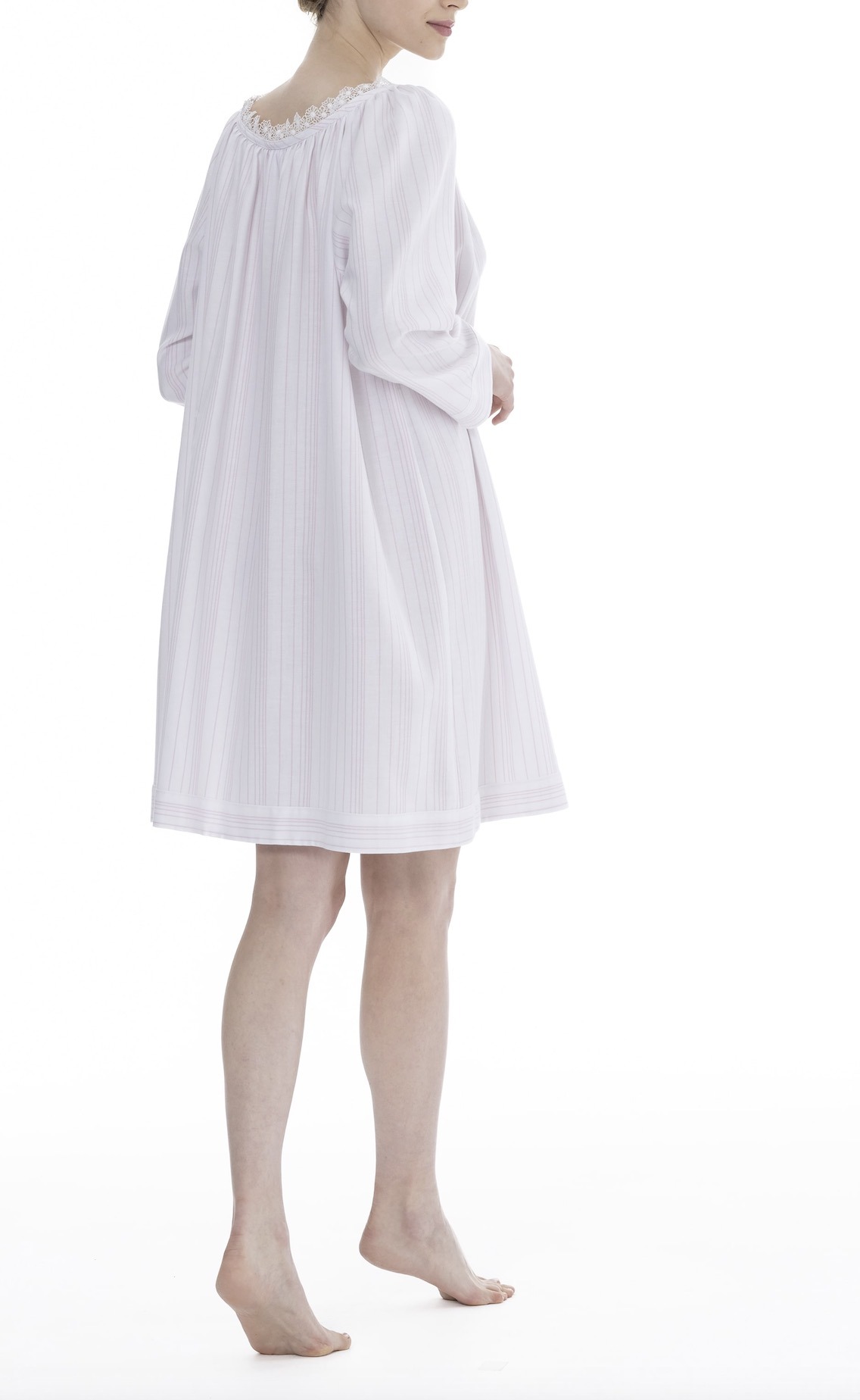 Celestine Nachthemd Bea mit Rundhals-Ausschnitt rose/weiß – Bild 2