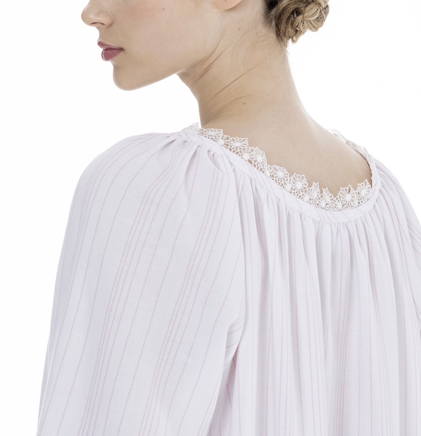 Celestine Nachthemd Bea mit Rundhals-Ausschnitt rose/weiß – Bild 3