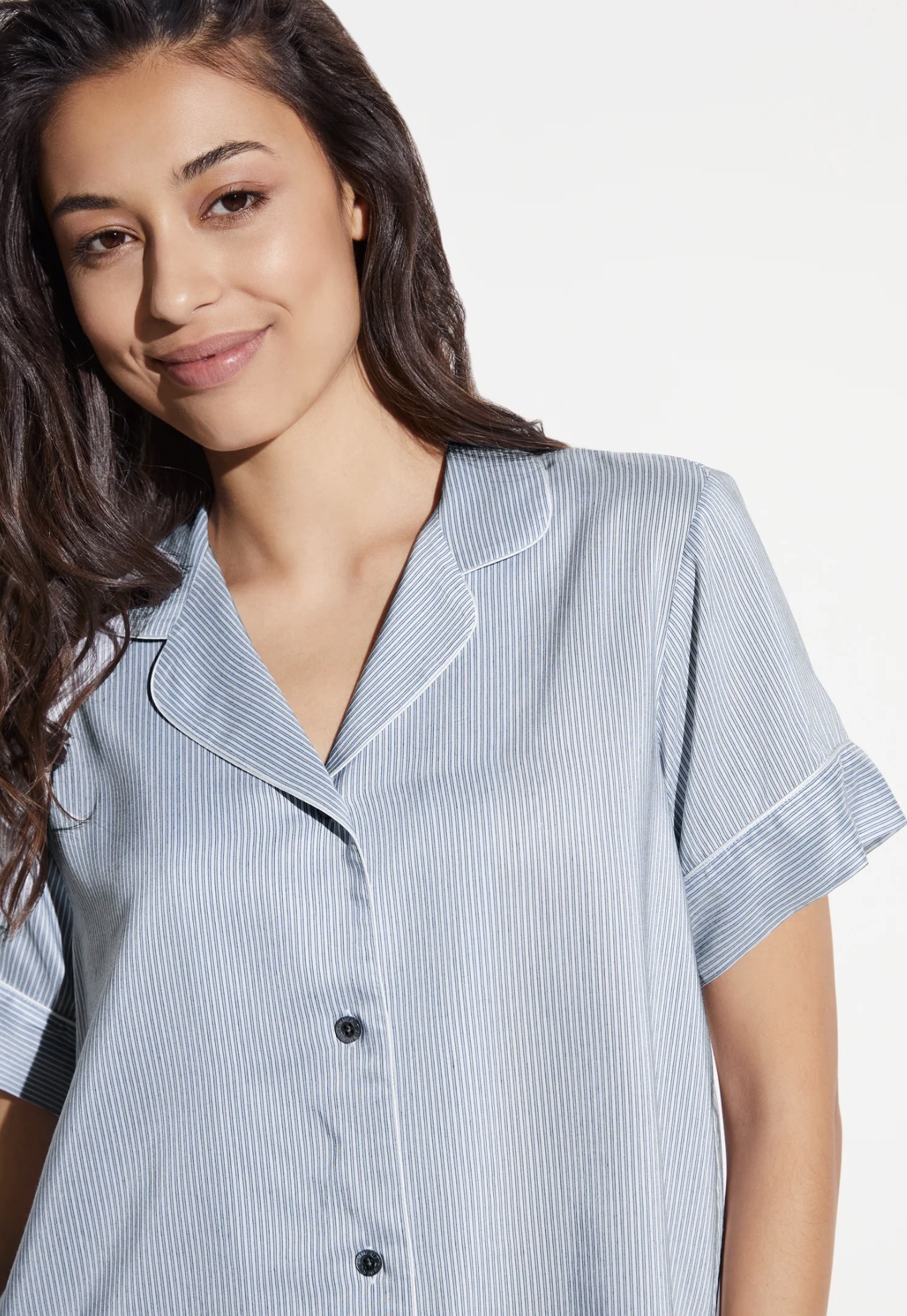 Zimmerli kurzer Pyjama Feminine Stripes sky stripes – Bild 2