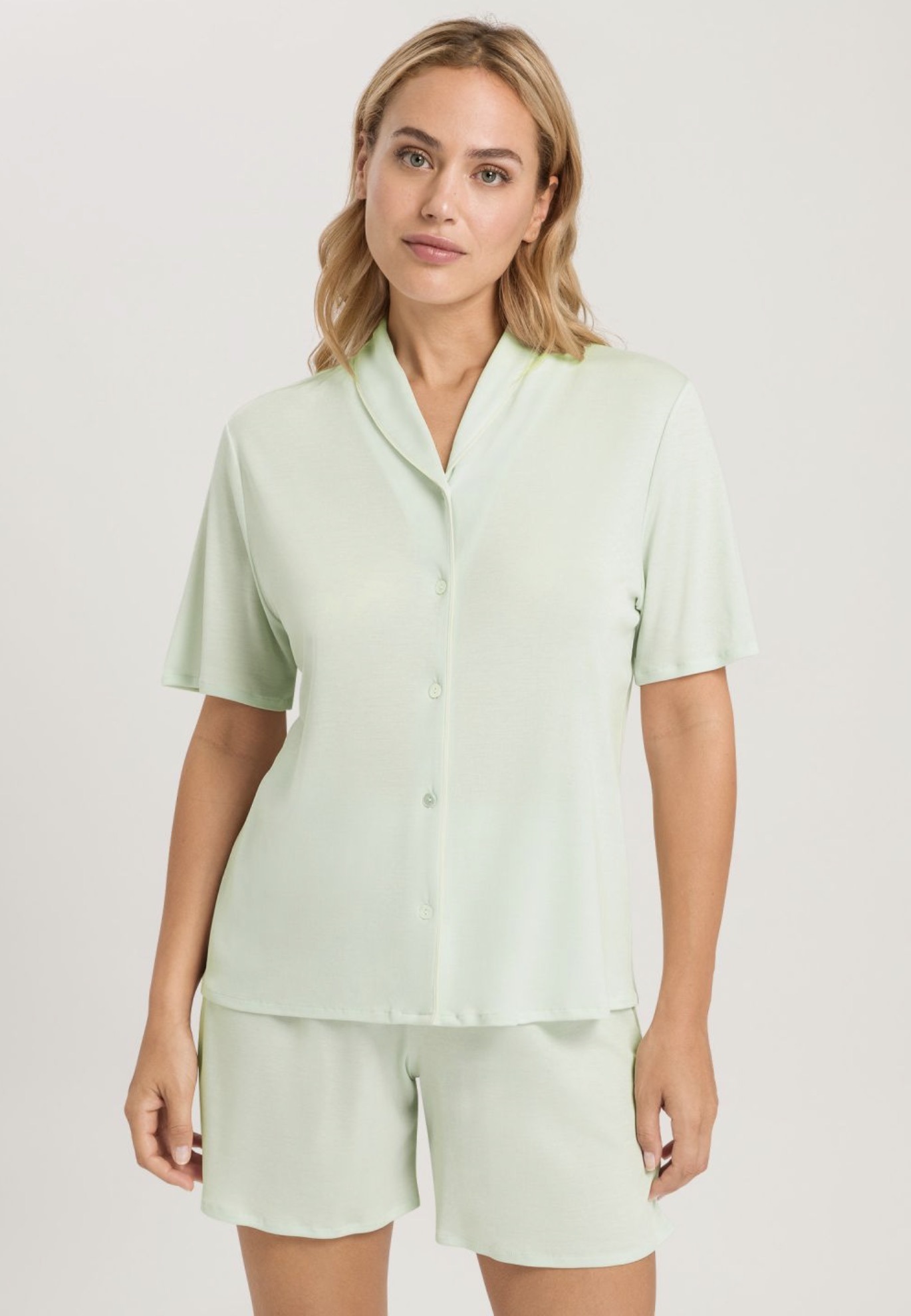 Hanro kurzes Pyjama-Set Natural Comfort green tea