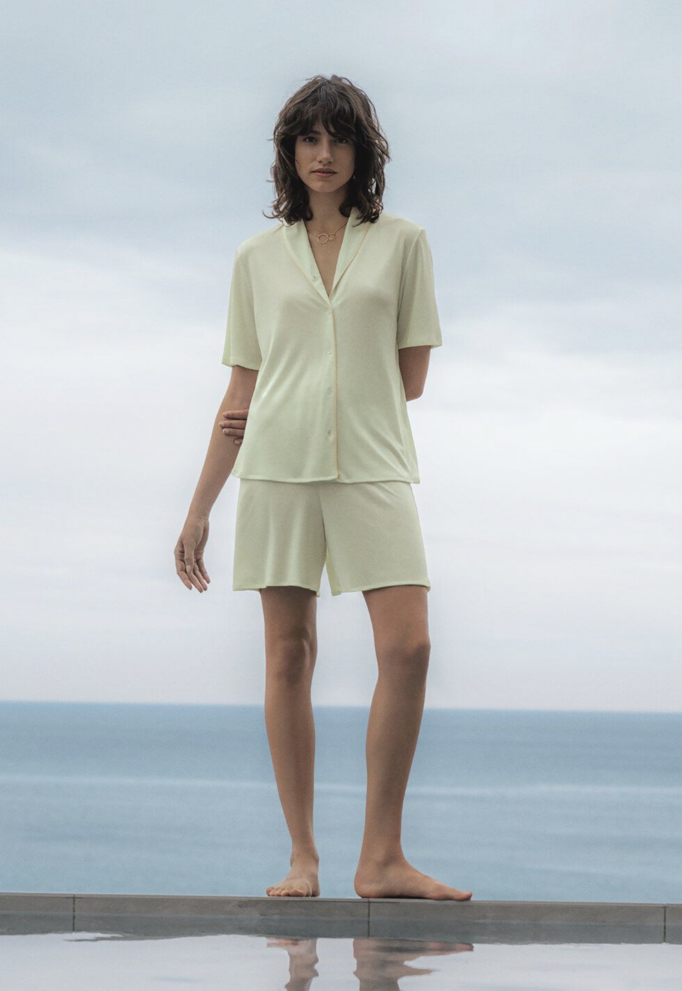 Hanro kurzes Pyjama-Set Natural Comfort green tea – Bild 5