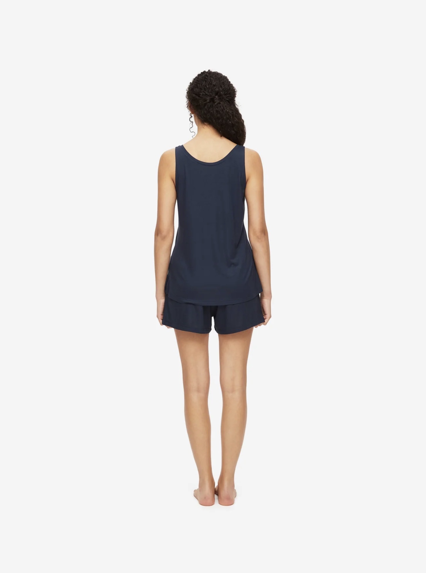 Alternative view of Derek Rose kurzer Pyjama Lara navy