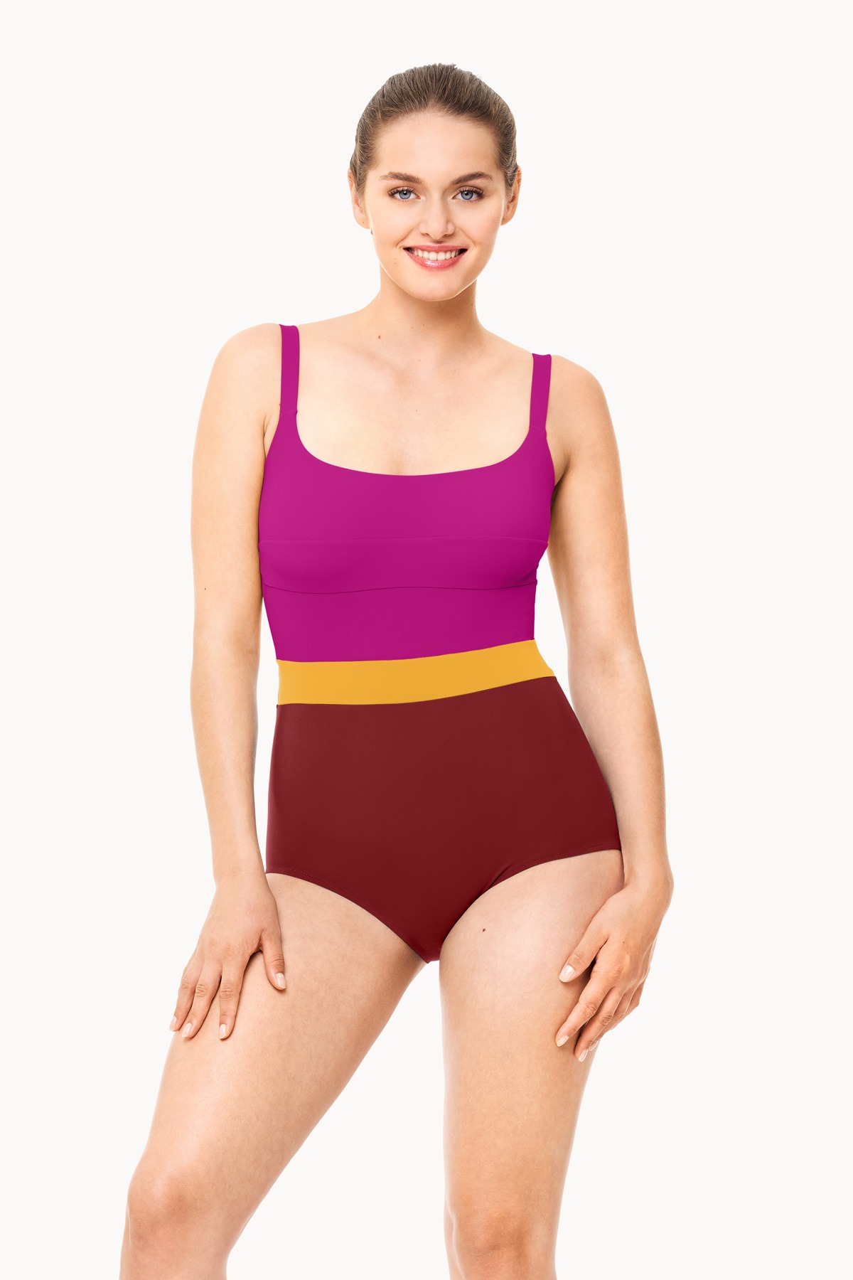 Nathalie Schweizer Badeanzug Line wein/sonne/pink