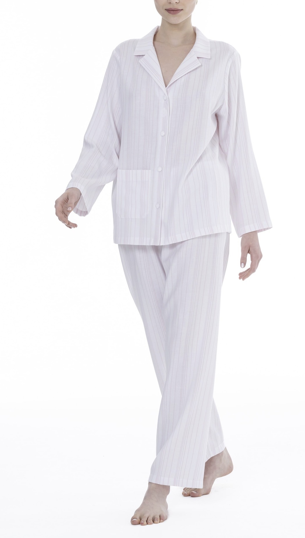 Celestine Pyjama Klassik Bea rose/weiß