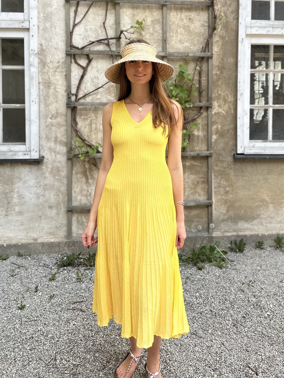 Mario Knitwear Midi Kleid yellow lemon