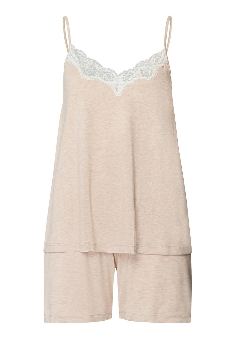 Hanro kurzer Pyjama Natural Elegance toffee melange – Bild 4