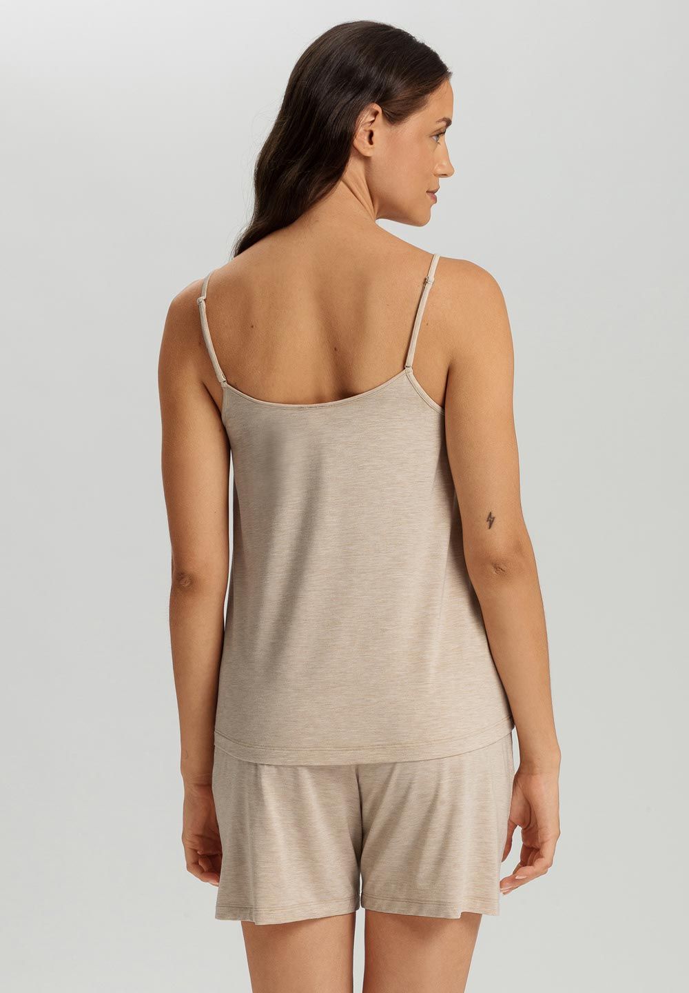 Hanro kurzer Pyjama Natural Elegance toffee melange – Bild 2