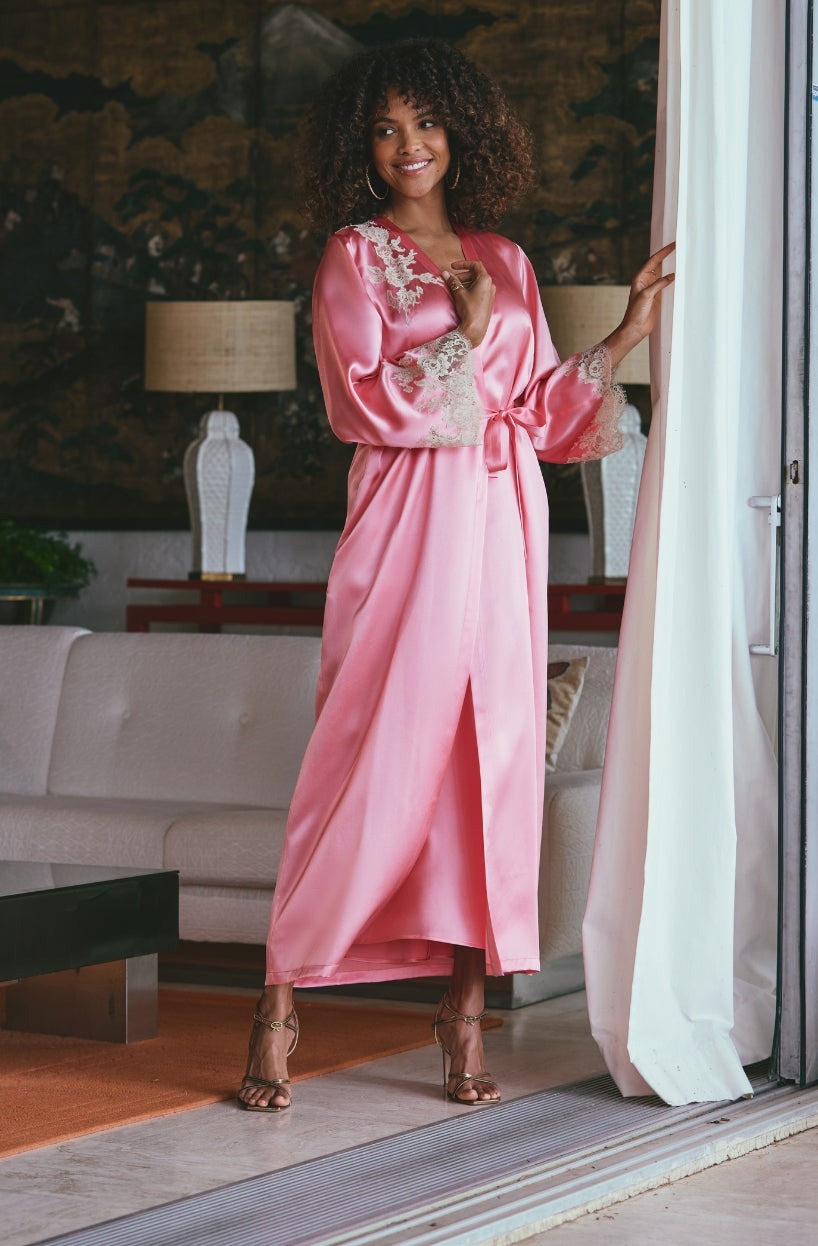 Marjolaine langer Mantel Artemis rose/lin