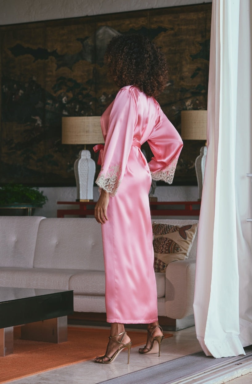 Alternative view of Marjolaine langer Mantel Artemis rose/lin