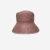 Pink and green striped woven bucket hat