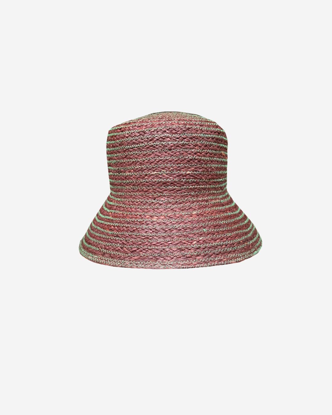 Pink and green striped woven bucket hat