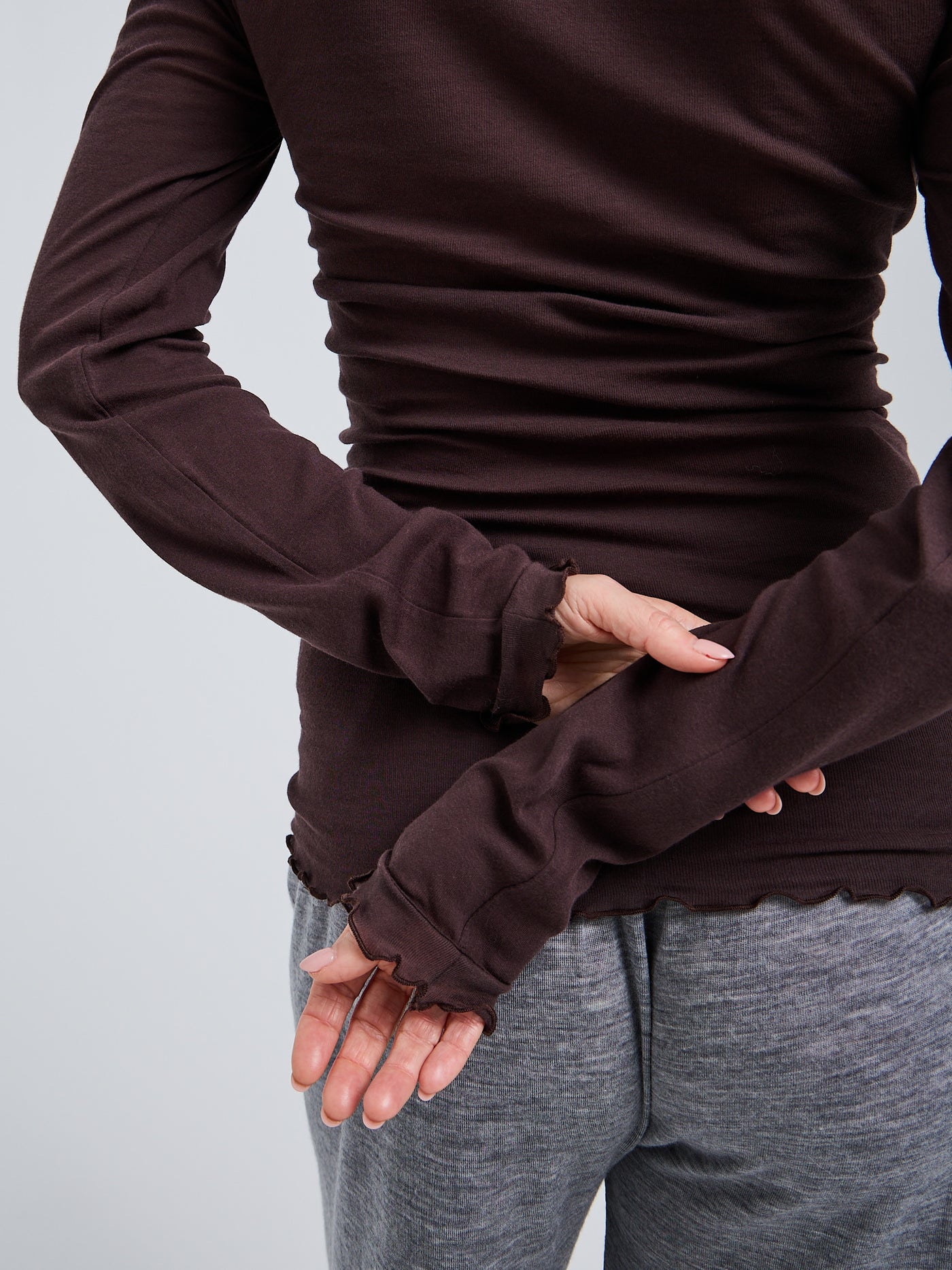 Seamless Basic langarm Tshirt Cotton Romance java – Bild 3