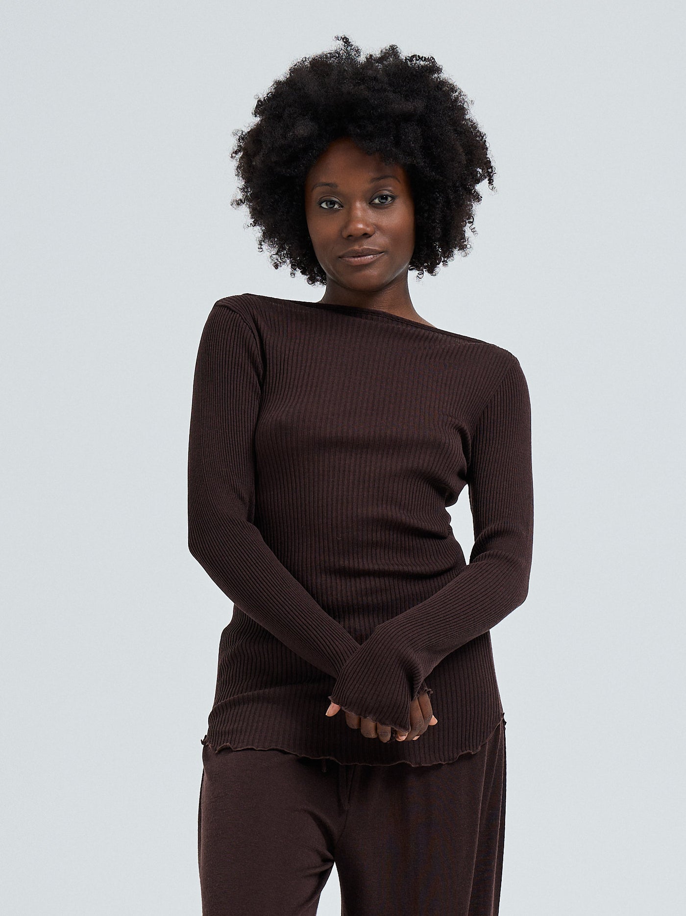 Seamless Basic Merino Oberteil Elegante dark brown