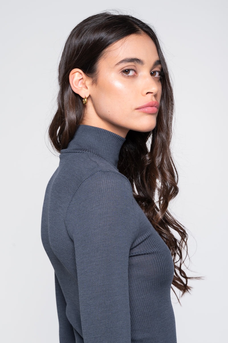 Oscalito Wolle Seide Rollkragen Pullover 3429 storm – Bild 3