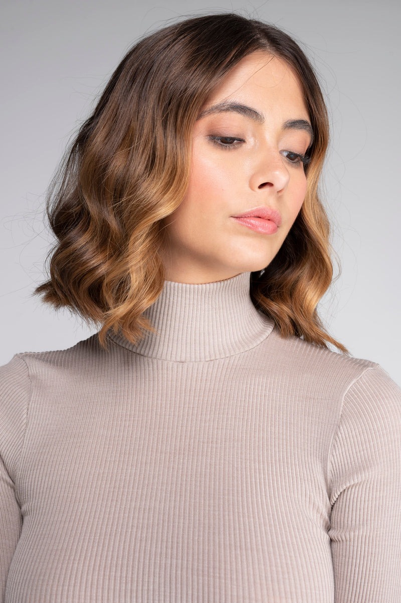 Oscalito Wolle Seide Rollkragen Pullover 3429 beige – Bild 3