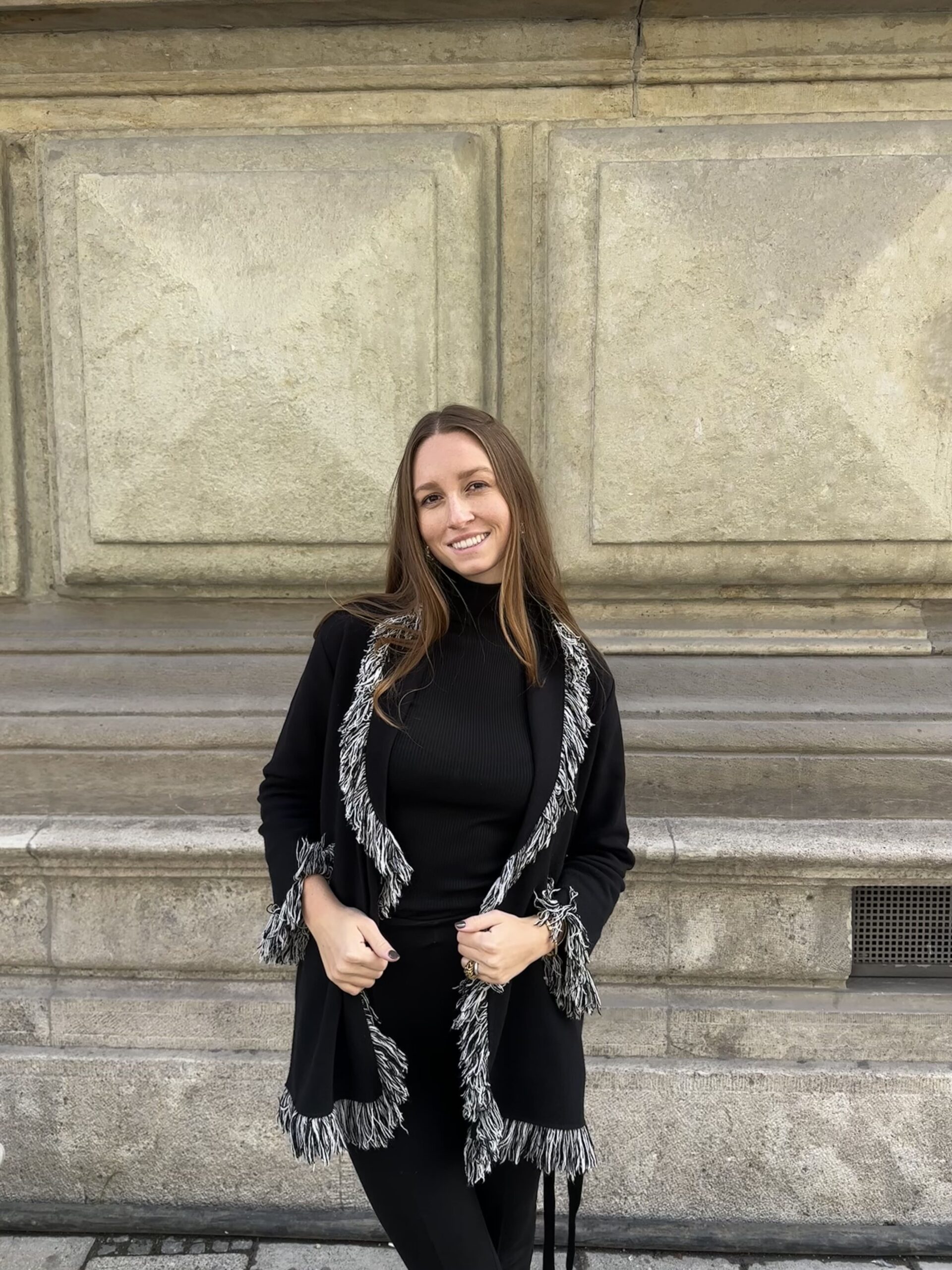 Paladini Cardigan mit Fransen nero/panna – Bild 3