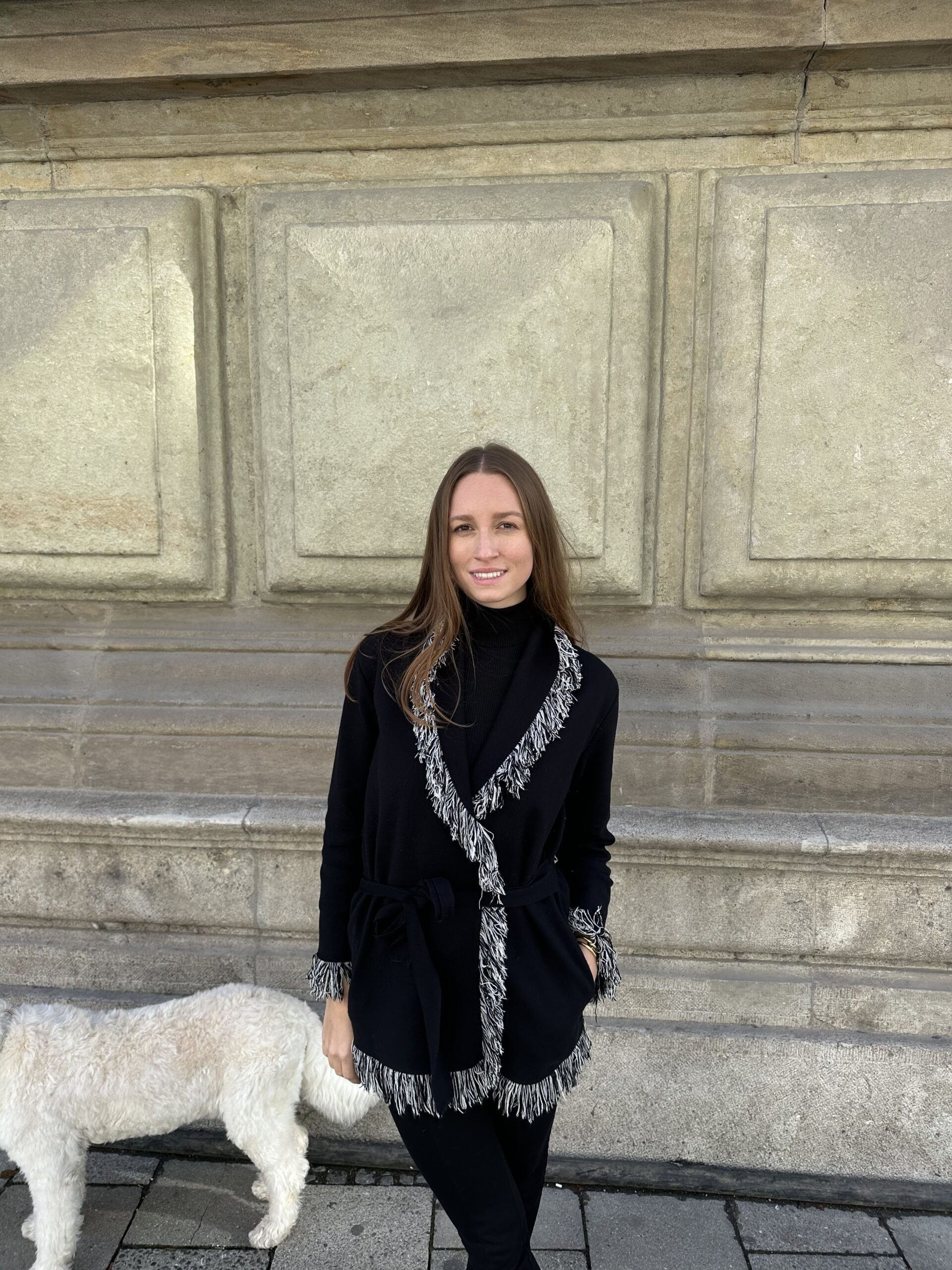 Paladini Cardigan mit Fransen nero/panna