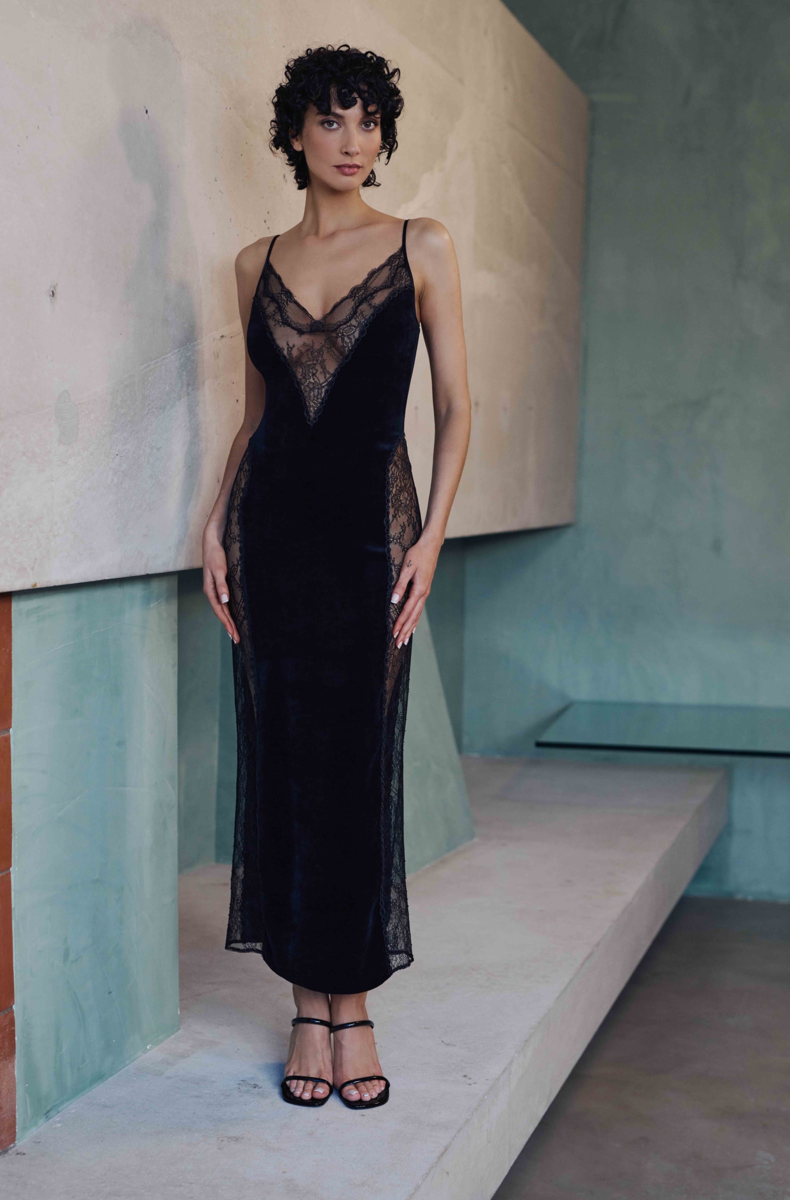 Marjolaine Negligee Billie long Velvet noir