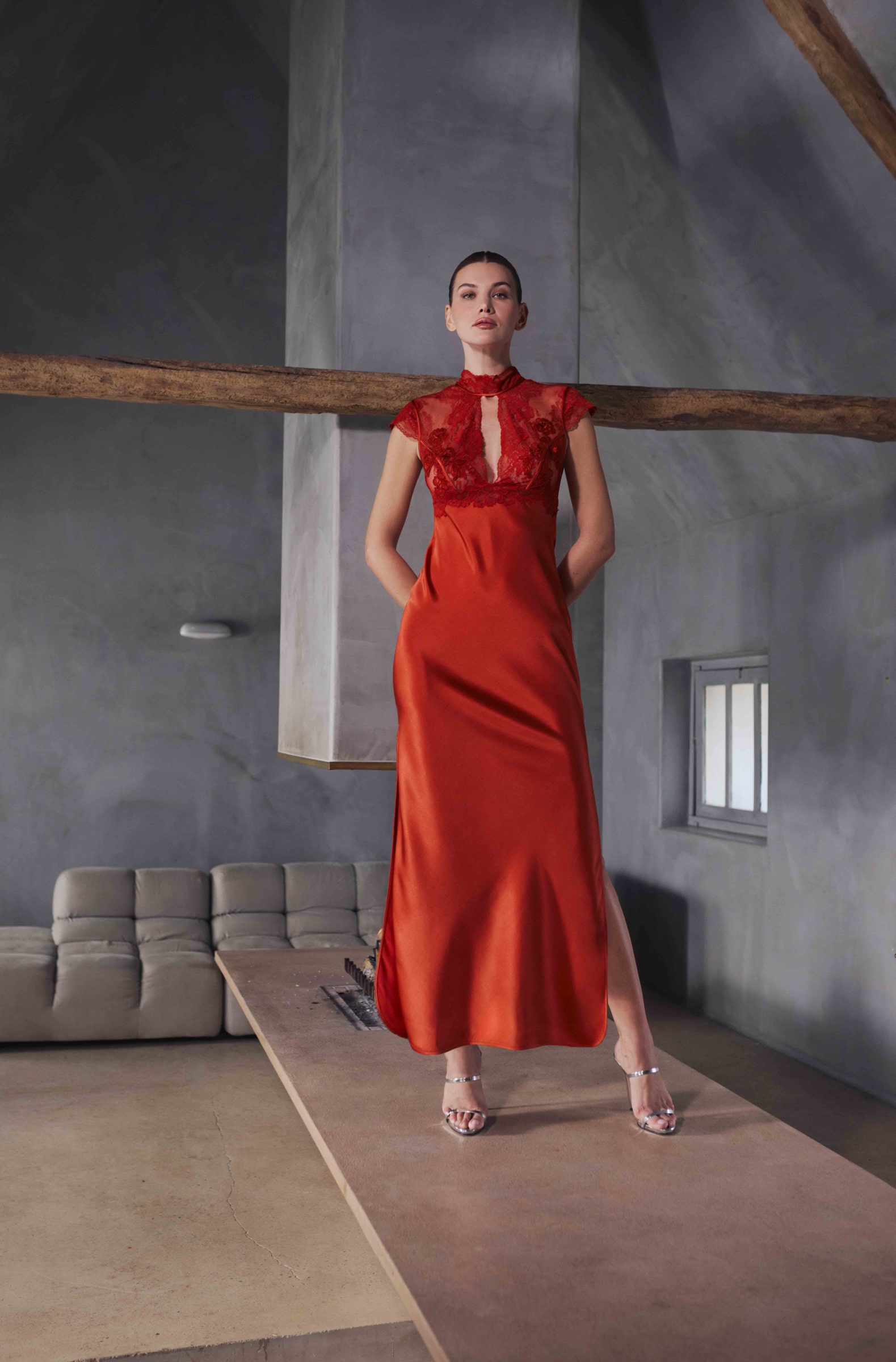 Marjolaine langes Nachthemd Bonnie rubis