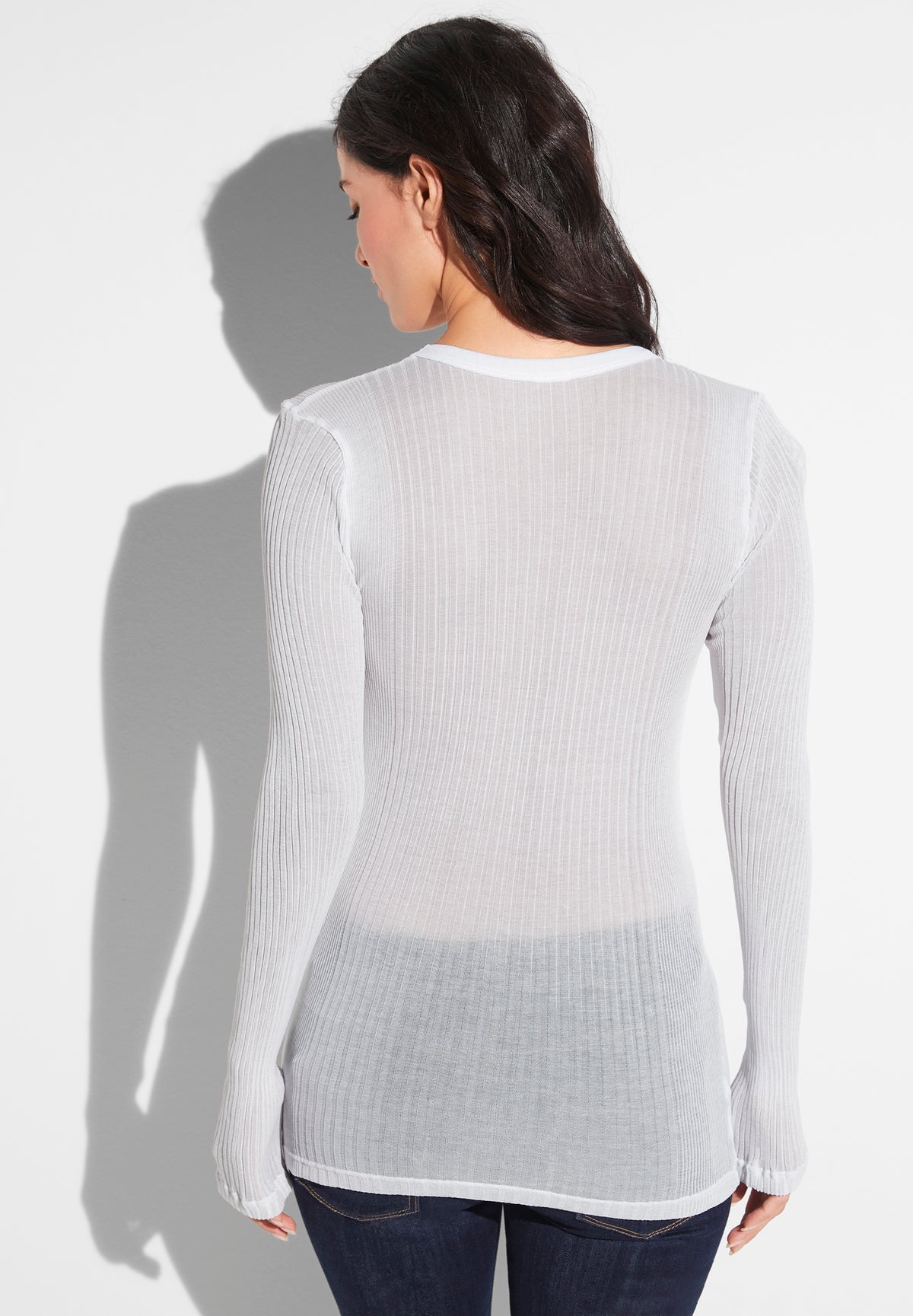 Alternative view of Zimmerli Tshirt langarm Richelieu white