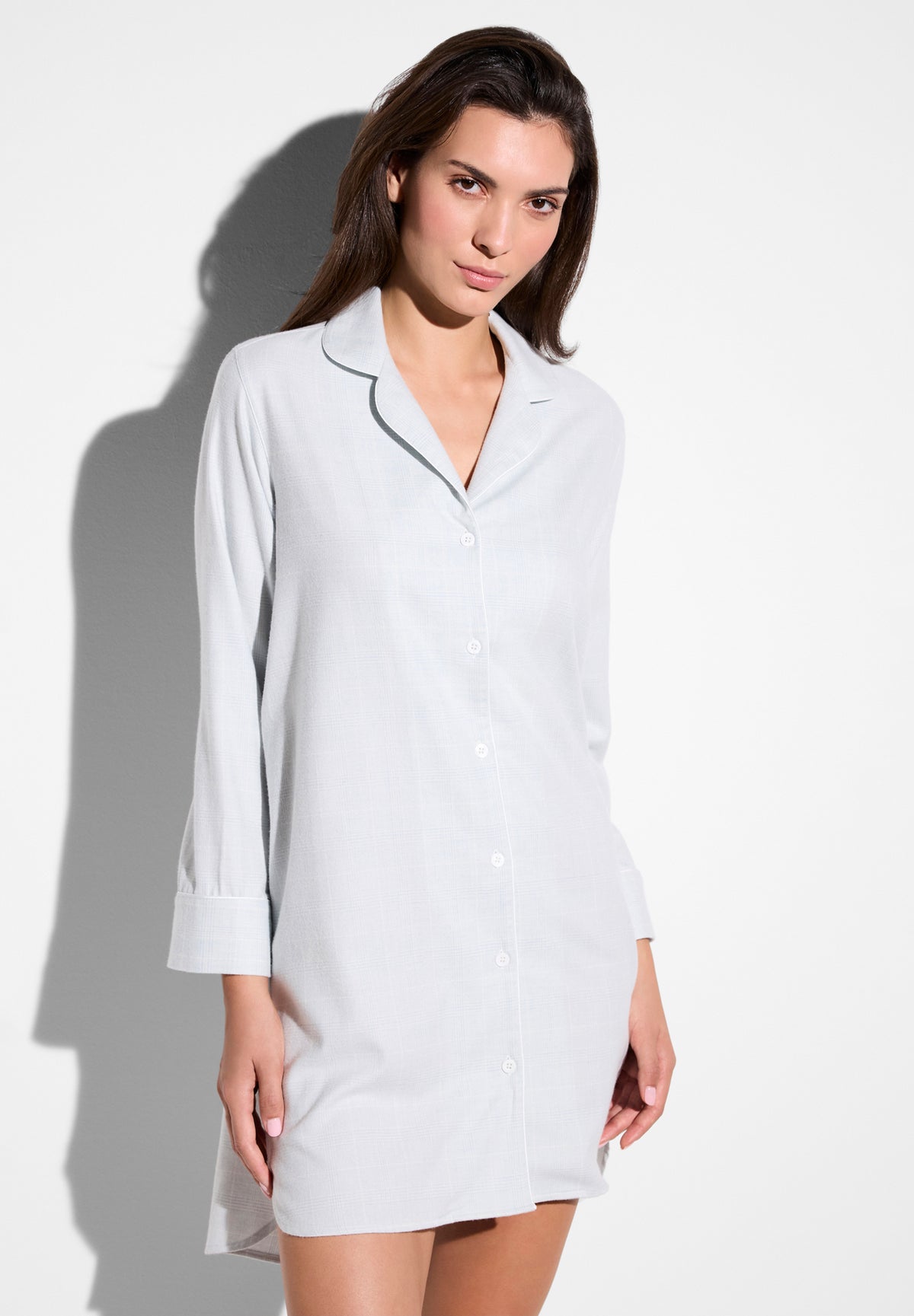 Zimmerli Sleepshirt Cozy Flannel blue cheek