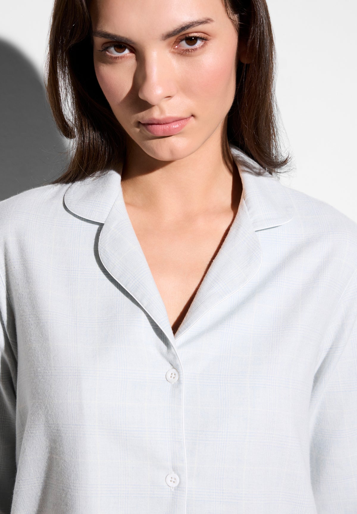 Alternative view of Zimmerli Sleepshirt Cozy Flannel blue cheek