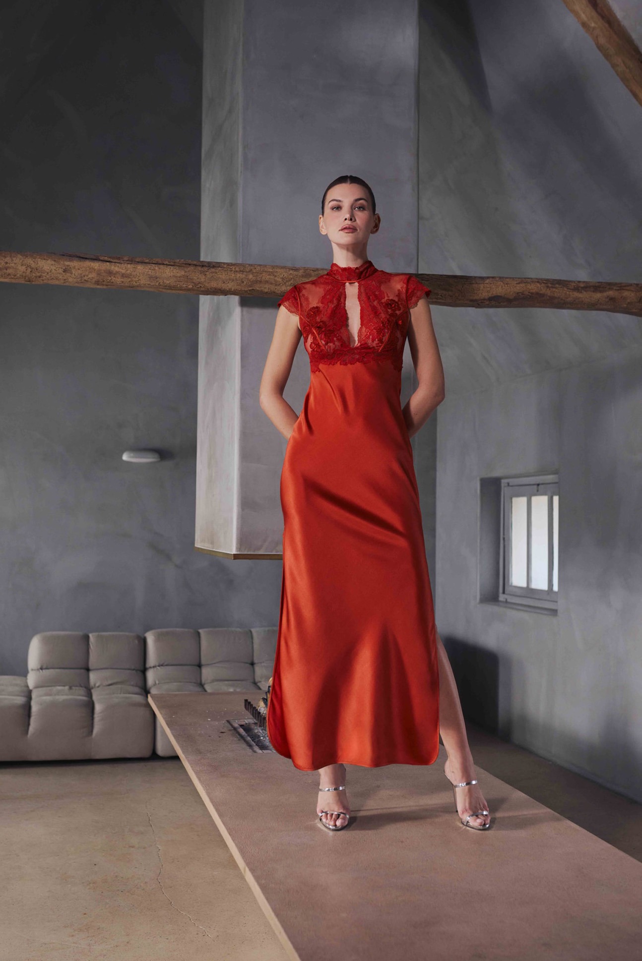 Marjolaine langes Nachthemd Bonnie rubis