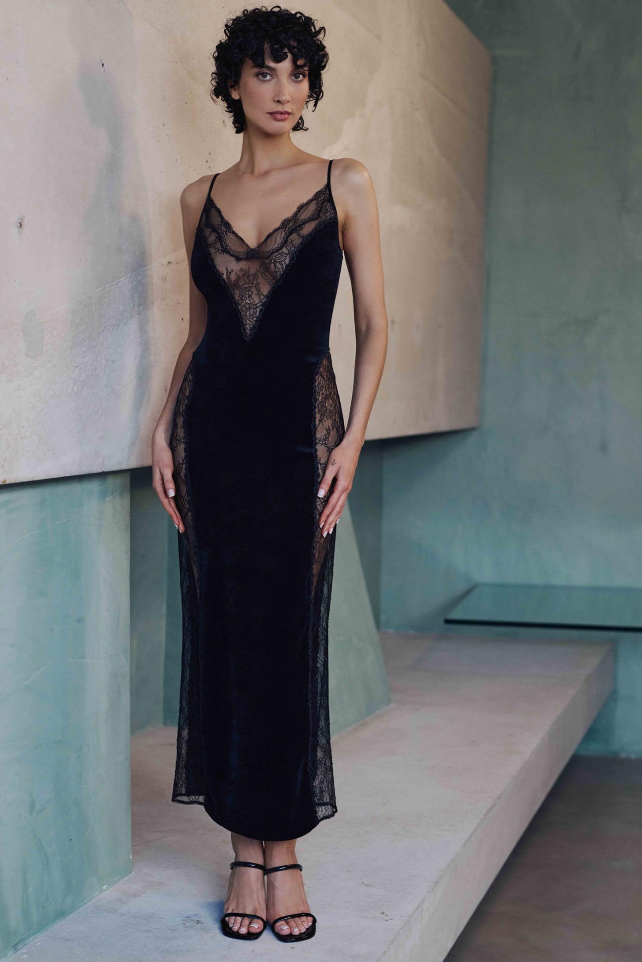 Marjolaine Negligee Billie long Velvet noir