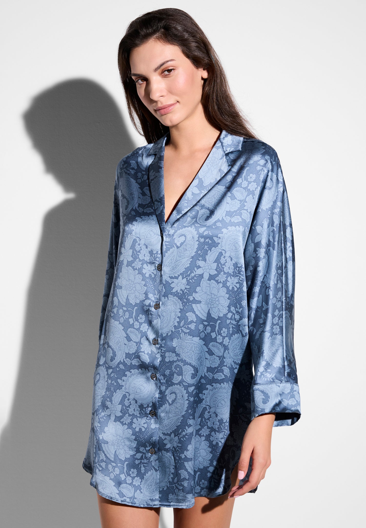 Zimmerli Sleepshirt Luxury Silk paisley blue