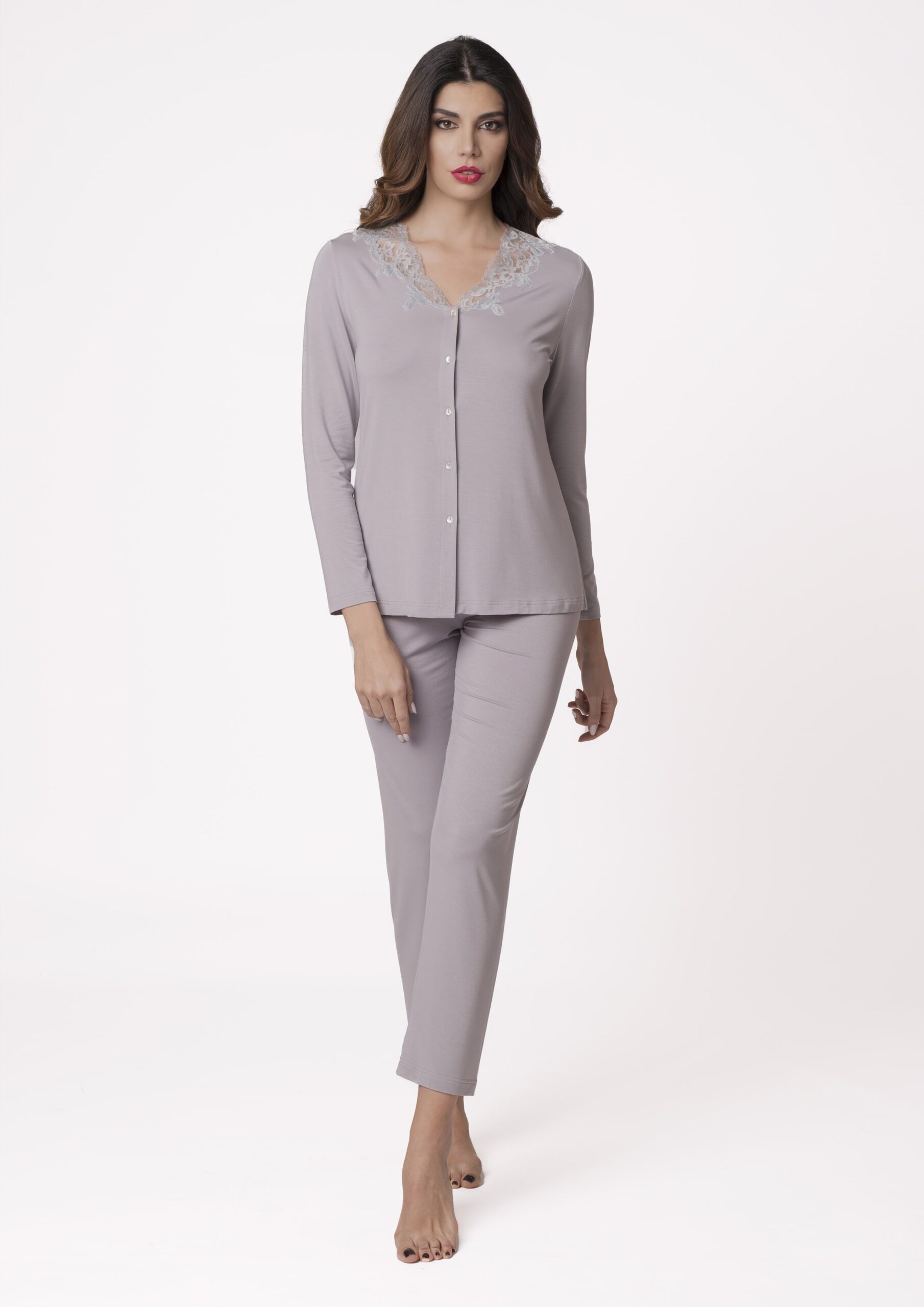 Annette Pyjama rosa/grigio