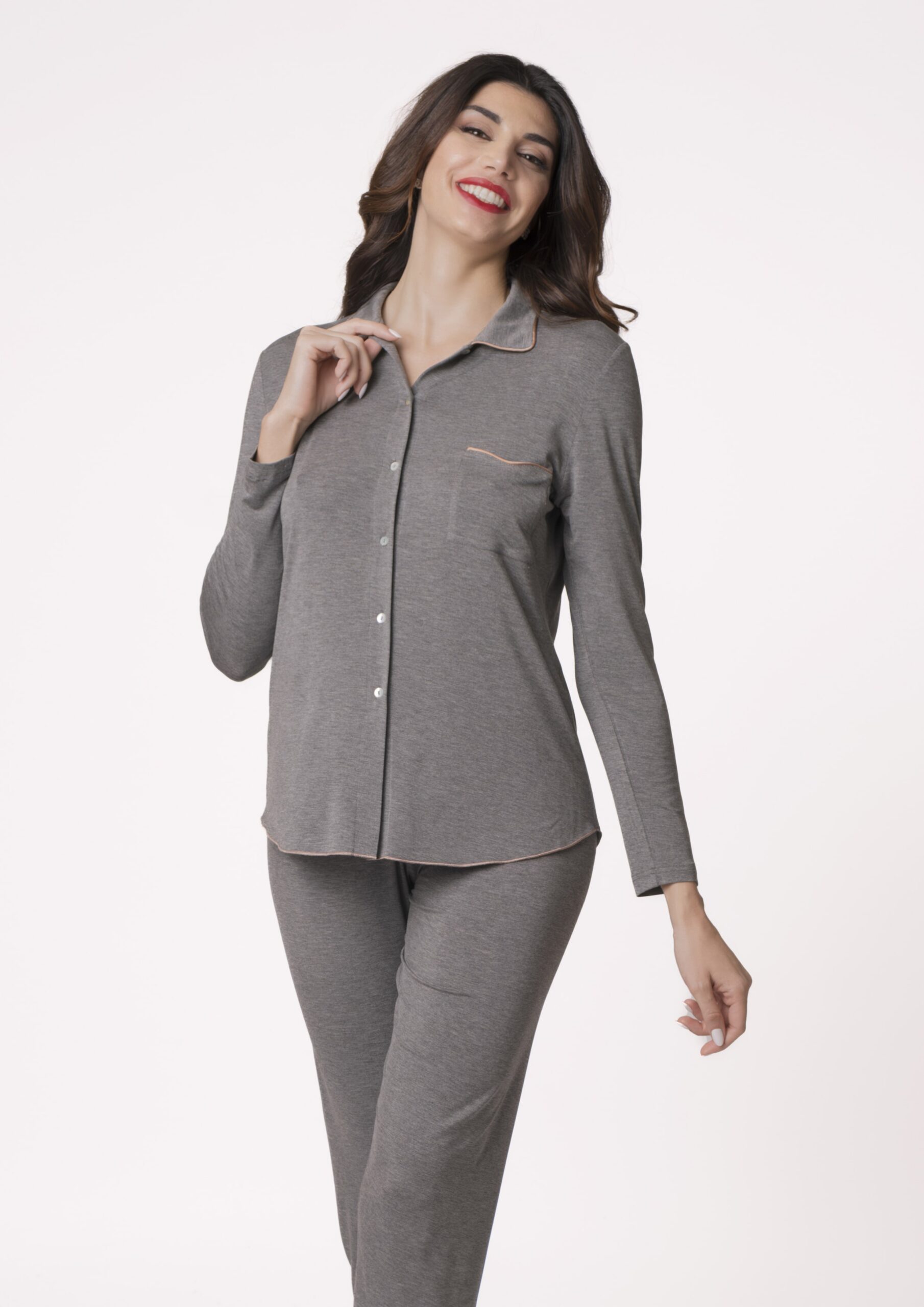 Annette Pyjama grigio mel/bisque