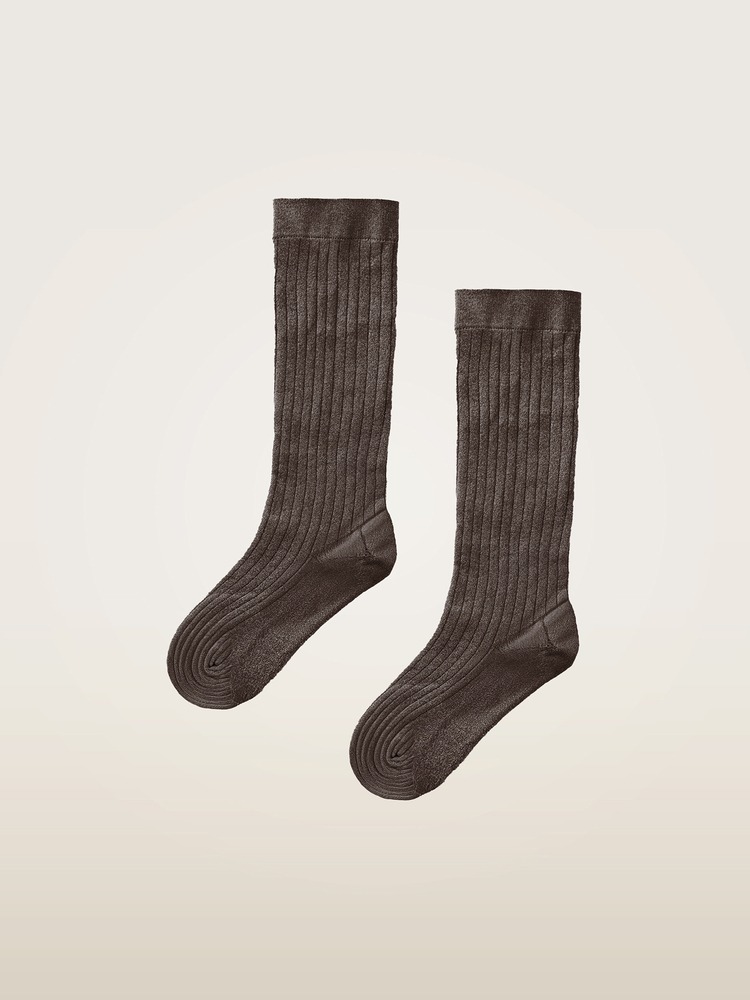 Wolford Kniestrümpfe Shimmer Rib kokoa/silver