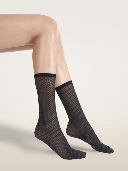 Wolford Socks Shimmer Effect black/silver lurex