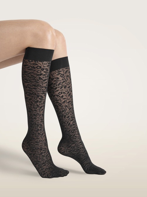 Wolford Kniestrümpfe Bouquet black