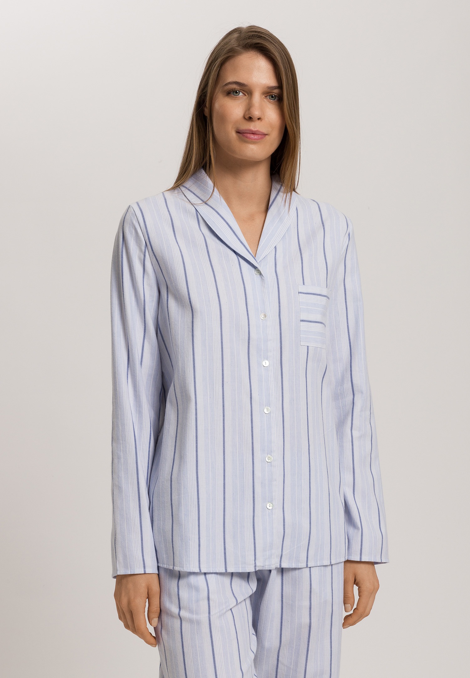 Hanro Shirt Lounge Nights powder blue stripe