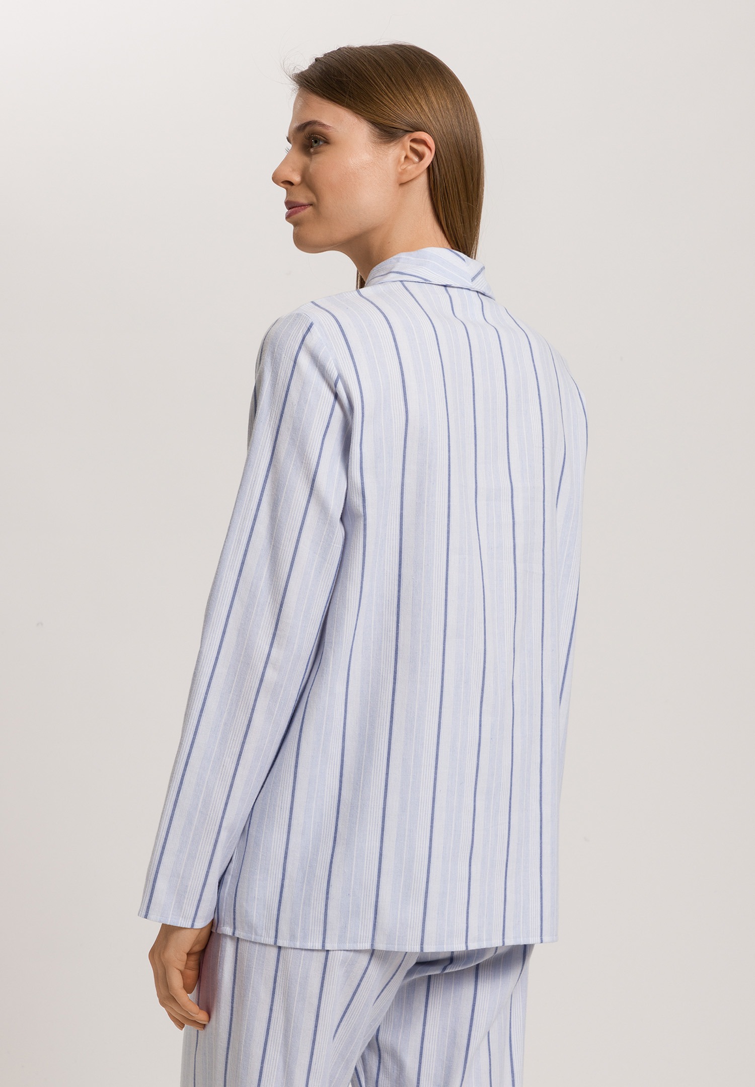 Alternative view of Hanro Shirt Lounge Nights powder blue stripe