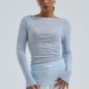Seamless Basic Cotton Boat Neck hazy sky