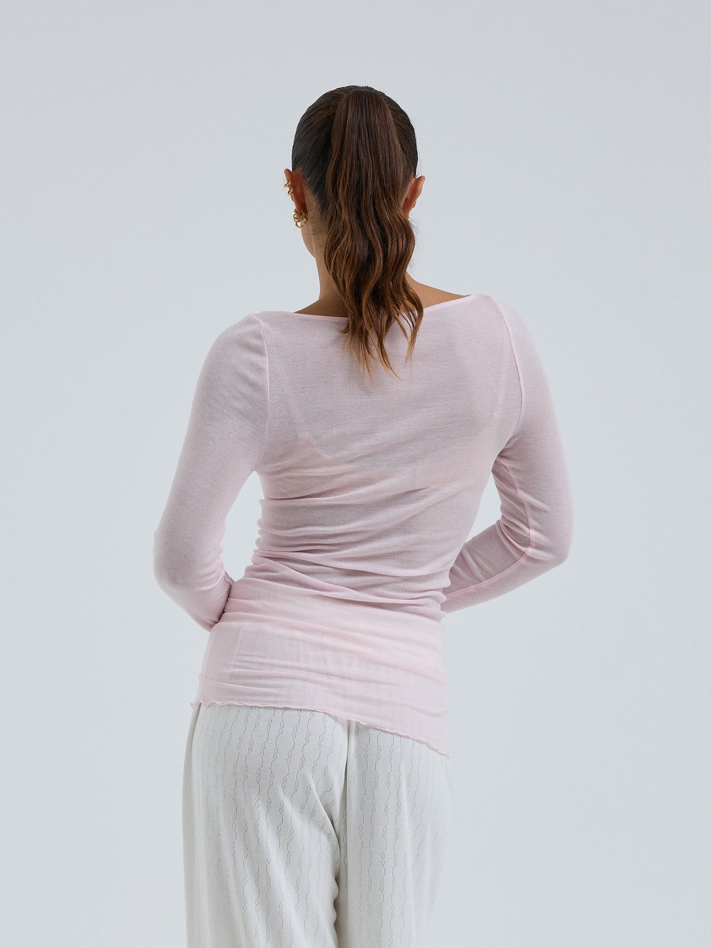 Alternative view of Seamless Basic Cotton Boat Neck pale rose