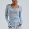 Seamless Basic Cotton Boat Neck pale rose