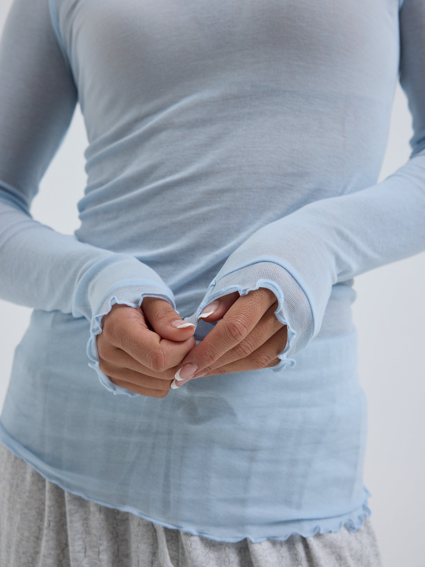 Seamless Basic langarm Tshirt Cotton Romance hazy sky – Bild 3