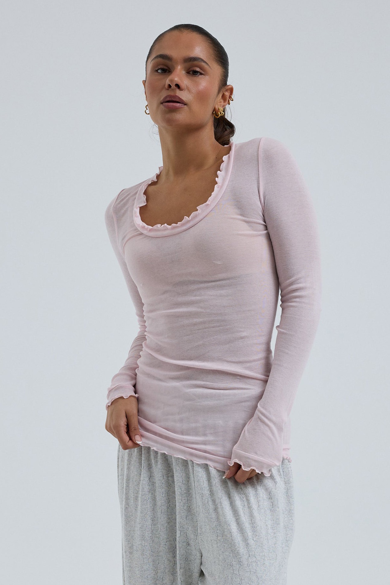 Seamless Basic langarm Tshirt Cotton Romance pale rose