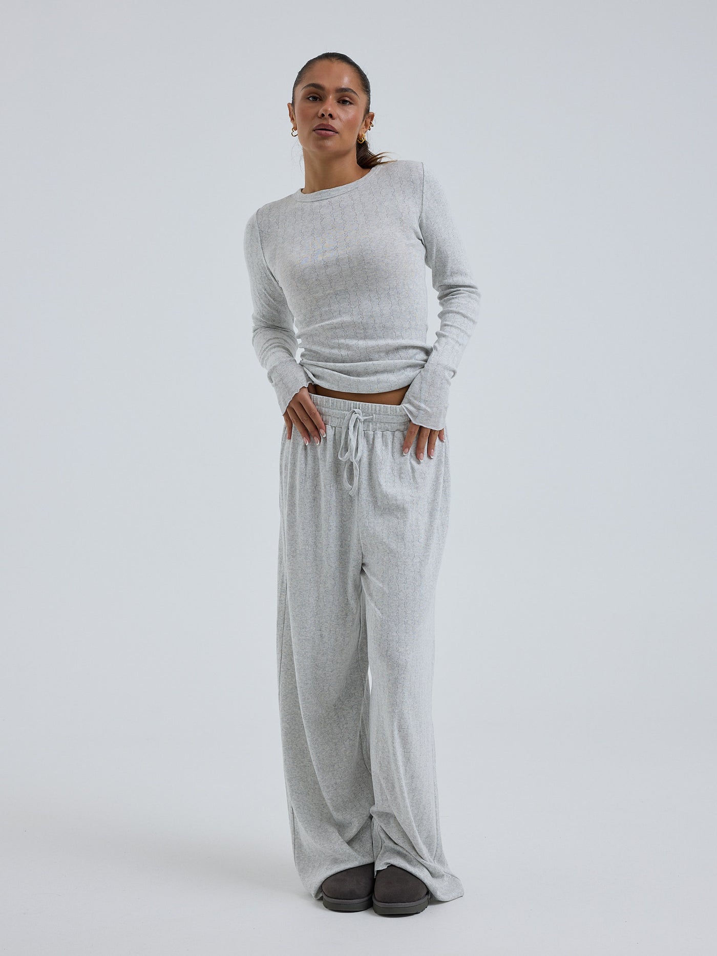 Seamless Basic Jacquard Pants grey melange
